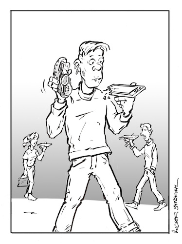 Cartoon: Mobile Snack (medium) by Micha Strahl tagged micha,strahl,mobile,snack,handy,kommunikation,micha,strahl,mobile,snack,handy,kommunikation