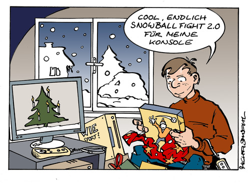 Cartoon: Wie Sport (medium) by Micha Strahl tagged micha,strahl,spielekonsole,weihnachten,weihnachtsgeschenk,bescherung,wiisport,wii,pcspiele,weihnachten,weihnachtsgeschenk,bescherung,pc spiele,wii,spielekonsole,spielen,computer,geschenke,pc,spiele