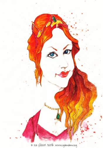 Cartoon: Hurrem Sultan (medium) by CIGDEM DEMIR tagged hurrem,sultan,meryem,uzerli,muhtesem,yuzyil