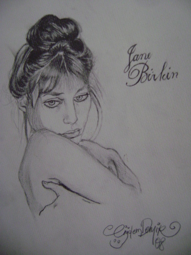 Cartoon: Jane Birkin (medium) by CIGDEM DEMIR tagged woman,jane,birkin,famous,people