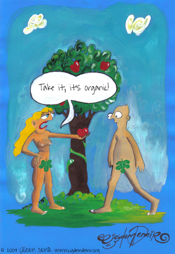 Cartoon: Organic Sin (medium) by CIGDEM DEMIR tagged adam,and,eve