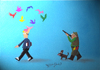 Cartoon: HUNTER? (small) by CIGDEM DEMIR tagged hunting bird colorful creativity dog man art idea