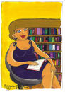 Cartoon: LIBRARY (small) by CIGDEM DEMIR tagged library woman women book literacy rate hair beauty reading colorful