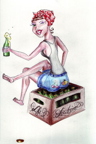 Cartoon: PinUp_bier (medium) by audrey tagged bier,frau,pinup,putze,frauen