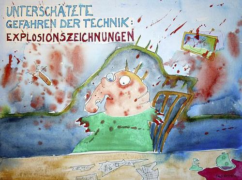 Cartoon: Explosionszeichnungen (medium) by Eggs Gildo tagged technik,explosion