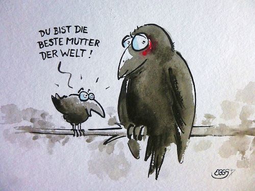 Cartoon: Rabenmutter (medium) by Eggs Gildo tagged rabe,rabenmutter,lüge