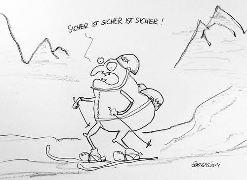 Cartoon: Sicher ist sicher ist sicher (medium) by Eggs Gildo tagged ist,sicher,sicherheit,skifahrer,schumi,schumacher,merkel