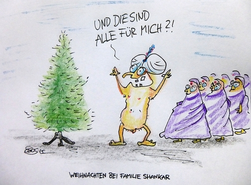 Cartoon: Weihnachten bei Familie Shankar (medium) by Eggs Gildo tagged weihnachten,indisch,interkulturell,fakir