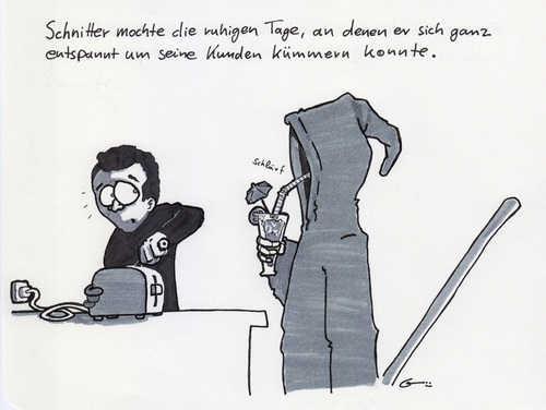 Cartoon: Entspannte Berufsatmosphäre (medium) by bertgronewold tagged schnitter,tod,cocktail