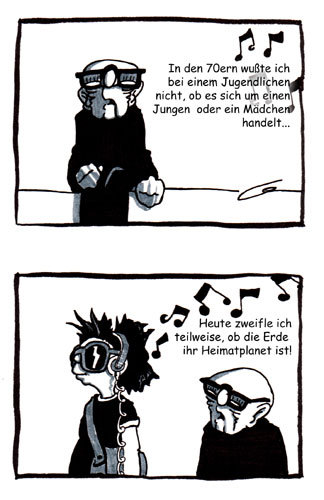 Cartoon: Föörmeier und die Alien (medium) by bertgronewold tagged föörmeier,alien,jugendlich,jugend