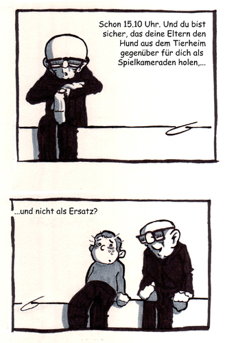 Cartoon: Föörmeier... vor dem Tierheim (medium) by bertgronewold tagged föörmeier,alter,mann,tusche,zynisch,cartoon