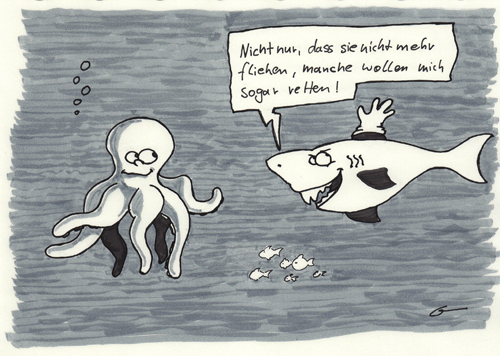 Cartoon: Haiflosse (medium) by bertgronewold tagged hai,krake,handschuh