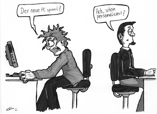 Cartoon: personalisiert (medium) by bertgronewold tagged pc,software,spinnt