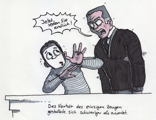 Cartoon: Problemverdächtiger (medium) by bertgronewold tagged pantomime,polizei,verhör