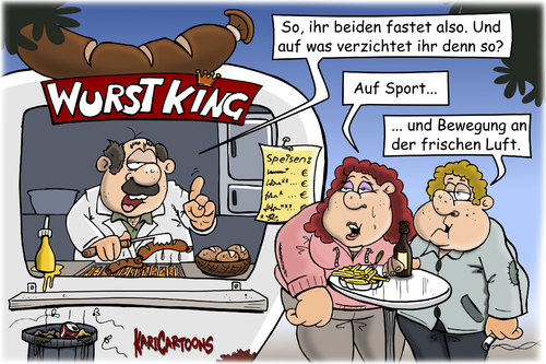 Cartoon: Fastenzeit (medium) by karicartoons tagged abnehmen,bewegung,brauch,brauchtum,cartoon,dick,essen,fasten,fastenzeit,fastfood,fleischverzicht,heilfasten,imbiss,konsequent,ostern,religion,sport,tradition,trinken,verzicht,verzichten,wurst,abnehmen,bewegung,brauch,brauchtum,cartoon,dick,essen,fasten,fastenzeit,fastfood,fleischverzicht,heilfasten,imbiss,konsequent,ostern,religion,sport,tradition,trinken,verzicht,verzichten,wurst