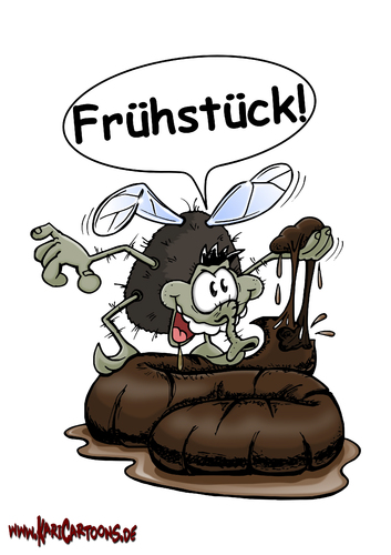 Cartoon: Frühstück (medium) by karicartoons tagged lecker,insekt,frühstück,hundehaufen,kot,scheiße,essen,schmeißfliege,fliege