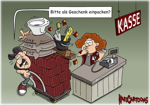 Cartoon: Geschenk einpacken (medium) by karicartoons tagged einpacken,geburtstagsgeschenk,geschenk,bauen,baumaterial,baumarkt,geschenkpapier,passendes,baumarkt,baumaterial,bauen,geschenk,geburtstagsgeschenk,einpacken,geschenkpapier,passendes