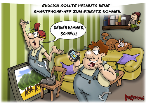 Cartoon: Hammer-App (medium) by karicartoons tagged werkzeug,smartphone,sinnlos,mobile,mobilfunk,iphone,handy,handwerker,hammer,applikation,app,app,applikation,hammer,handwerker,handy,iphone,mobilfunk,mobile,smartphone,technik,telefonieren,apple,werkzeug