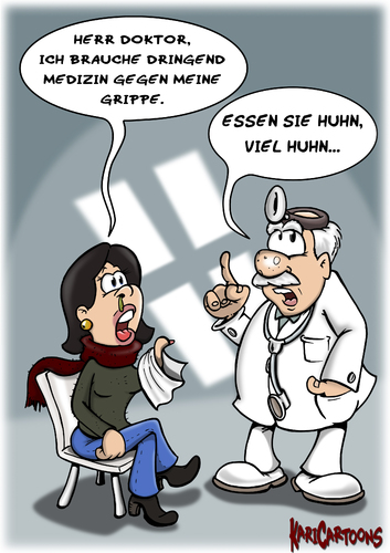 Cartoon: Huhn essen (medium) by karicartoons tagged skandal,resistenz,nahrung,lebensmittel,krankheit,krank,keime,hühnerfleisch,hühner,huhn,grippe,fleischskandal,essen,erkältung,doktor,belastet,arzt,antibiotika,antibiotika,arzt,belastet,doktor,erkältung,essen,fleischskandal,grippe,huhn,hühner,hühnerfleisch,keime,krank,krankheit