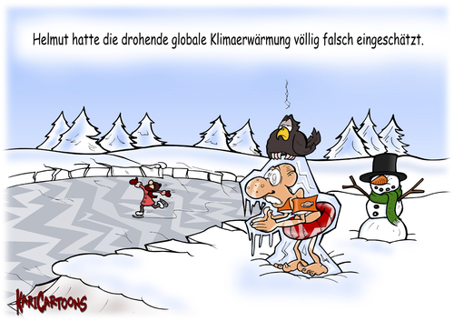 Cartoon: Klimaerwärmung (medium) by karicartoons tagged winter,schwimmflügel,gehen,schwimmen,schneemann,schnee,klimaerwärmung,kalt,gefroren,erfrieren,eis,erderwärmung,klima