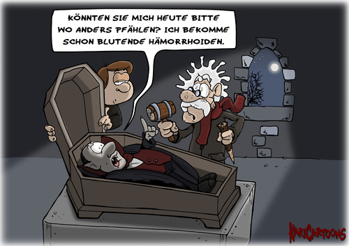 Cartoon: Pfählen (medium) by karicartoons tagged cartoon,dracula,graf,kroloc,gruft,grusel,horror,karicartoons,nacht,parodie,pfählen,professor,sarg,tanz,der,vampire,vampir,vollmond,dracula,horror,grusel,parodie,professor,vampire