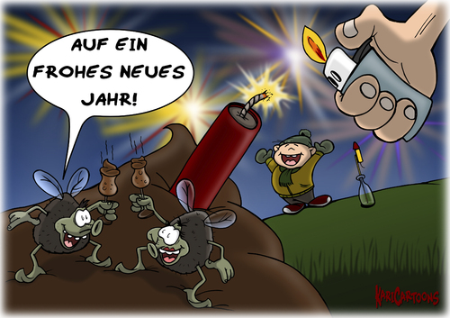 Cartoon: Prost Neujahr (medium) by karicartoons tagged kinder,überraschung,sprengung,sprengen,silvester,schmeißfliegen,scheiße,raketen,neujahr,kot,knaller,fliegen,feuerwerkraketen,feuerwerk,böller,spielen,spaß,böller,feuerwerk,feuerwerkraketen,fliegen,neujahr,raketen,sivester