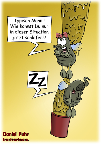 Cartoon: Typisch Mann (medium) by karicartoons tagged fliegen,insekten,fliegenfänger,fliegenfalle,hängen,kleben,schlafen,typisch,mann,fliegen,insekten,fliegenfänger,fliegenfalle,hängen,kleben,schlafen,typisch,mann