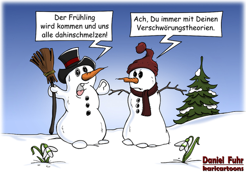 Cartoon: Verschwörungstheorien (medium) by karicartoons tagged schneemann,schneemänner,winter,visionen,schnee,frühling,verschwörungstheorien,voraussagen,prophezeihung,cartoon,humor,lustig,realitätsverweigerung,schneemann,schneemänner,winter,visionen,schnee,frühling,verschwörungstheorien,voraussagen,prophezeihung,cartoon,humor,lustig,realitätsverweigerung