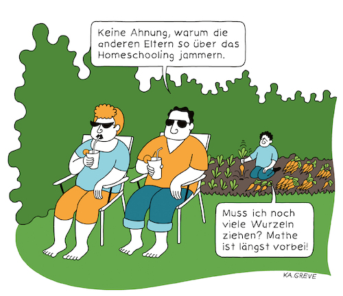 Cartoon: Homeschooling (medium) by Katharina Greve tagged math2022,mathematik,wurzel,homeschooling,eltern,kinder,unterricht,math2022,mathematik,wurzel,homeschooling,eltern,kinder,unterricht