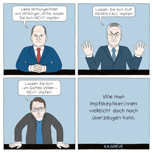 Cartoon: Impf-Kampagne (medium) by Katharina Greve tagged impfen,corona,leugner,impfenhilft,impfen,corona,leugner,impfenhilft