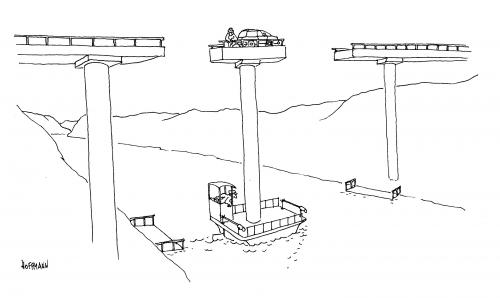 Cartoon: Fähre (medium) by Frank Hoffmann tagged autobahnfähre,