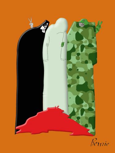 Cartoon: Gaza Flag (medium) by bernie tagged gaza,palestine,war