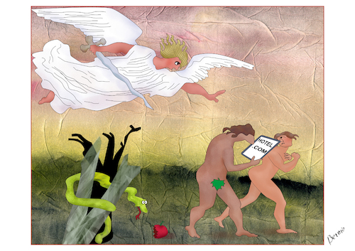 Cartoon: out of heaven (medium) by bernie tagged internet,heaven,paradise,hotel