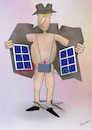 Cartoon: renewable energy (small) by bernie tagged renewable,energy,solar,panel,exhibitionist