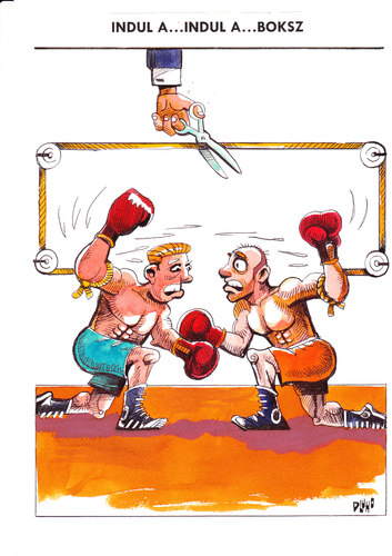 Cartoon: Beginning (medium) by Dluho tagged box,illustration,illustrationen,boxen,boxer,kämpfen,sport,boxkampf,gegner,wettkampf,wettbewerb,sportler,kraft,muskeln,kampfsport