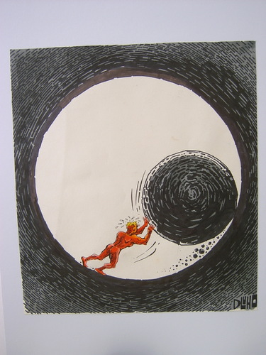 Cartoon: Sisyphus (medium) by Dluho tagged sisyphus,sisyphus,sisyphos,illustration,illustrationen,stein,rollen