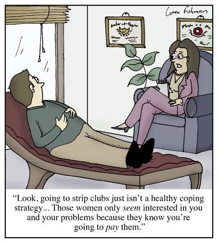 Cartoon: Coping Strategies (medium) by Humoresque tagged health,vices,vice,flirting,flirts,flirt,hypocrites,hypocrite,hypocrisy,coping,stripping,clubs,club,strip,strippers,stripper,therapists,therapist,therapy,psychologists,psychologist,psychology,shrinks,shrink,psychiatry,psychiatrists,psychiatrist