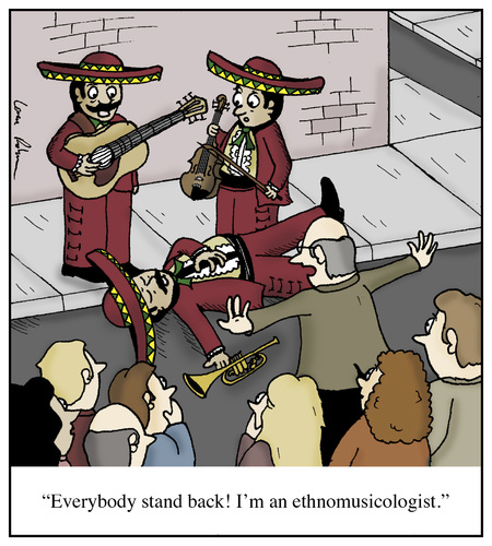 Cartoon: Ethnomusicologist (medium) by Humoresque tagged music,world,musician,mexican,ethnic,university,college,professors,professor,academia,academics,band,mariachi,ethnomusicologists,ethnomusicologist,ethnomusicology,musicologists,musicologist,musicology,academic,doctorates,doctorate,doctors,doctor,bands