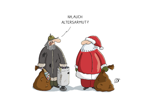Cartoon: Altersarmut (medium) by Dodenhoff Cartoons tagged armut,pfandsammler,sack,weihnachtsmann,missverständnis,weihnachten,armut,pfandsammler,sack,weihnachtsmann,missverständnis,weihnachten