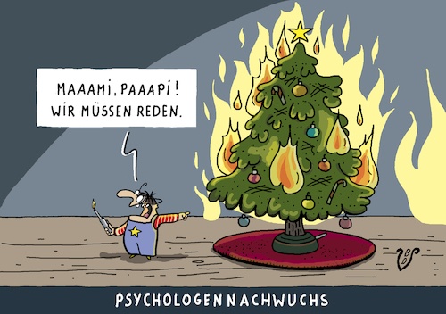 Cartoon: Festtagspsychologie (medium) by Dodenhoff Cartoons tagged birgit,dodenhoff,cartoon,kinder,psychologie,erziehung,verhaltensauffälligkeiten,feuer,feuerlöscher,feuerwehr,zündeln,brand,brandschutz,flammen,brandgefahr,feuersbrunst,zimmerbrände,weihnachtszauber,brandlegung,gespräche,feiertage,krisengespräche