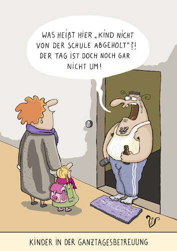 Cartoon: Ganztagesbetreuung (medium) by Dodenhoff Cartoons tagged birgit,dodenhoff,cartoon,karikatur,grundschule,betreuung,ganztagsbetreuung,vernachlässigung,von,kindern,unzuverlässigkeit,missverständnisse,eltern,elternarbeit,erziehung,versorgung,kindeswohl,bildung,pünktlichkeit,aufmerksamkeit,zuhören,wahrnehmung