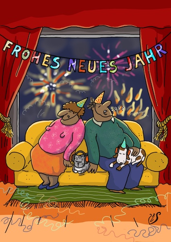 Cartoon: Silvestertradition (medium) by Dodenhoff Cartoons tagged neujahr,silvester,haustiere,böllerverbot,böller,tradition,neujahr,silvester,haustiere,böllerverbot,böller,tradition