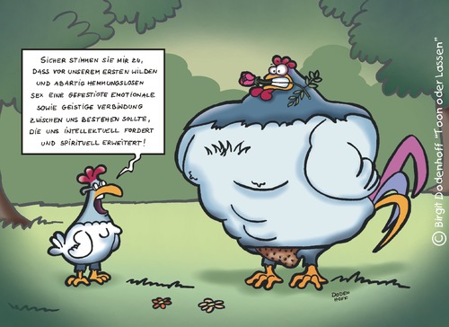 Cartoon: Vorvorvorspiel (medium) by Dodenhoff Cartoons tagged mann,frau,henne,hahn,hühnerhof,vorspiel,bodybuildind
