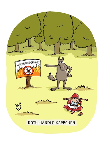Cartoon: Waldbrandgefahr (medium) by Dodenhoff Cartoons tagged duerre,trockenstress,rotkäppchen,märchen,wolf,wald,naturschutz,wasserknappheit,klimawandel,duerre,trockenstress,rotkäppchen,märchen,wolf,wald,naturschutz,wasserknappheit,klimawandel