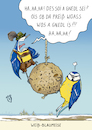 Cartoon: Meisenknödel (small) by Dodenhoff Cartoons tagged weißblau,bayern,knödelexperte,knödelkönig,winterfütterung,trachtenhose,blaumeise,stundederwintervögel,artenschutz,artenvielfalt,standvögel,dialekt,winter,winterlandschaft,nordisch,norddeutschland