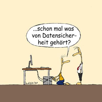 Cartoon: Datensicherheit (medium) by lexatoons tagged datensicherheit,computer,pc,daten,büro