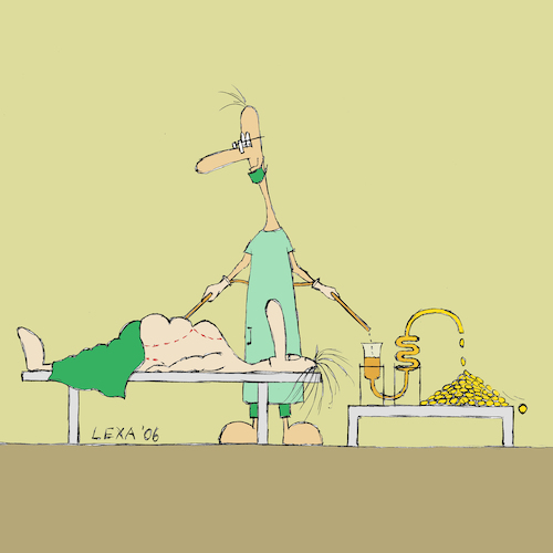 Cartoon: lexatoon Fettabsaugen (medium) by lexatoons tagged lexatoon,schönheitsoperation,fettabsaugen,medizin,arzt,geld,fett,beauty
