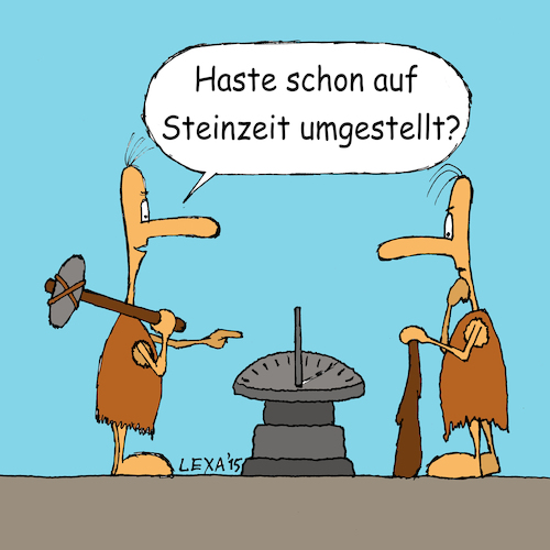 Cartoon: lexatoon Auf Steinzeit umgestell (medium) by lexatoons tagged lexatoon,auf,steinzeit,umgestellt,sommerzeit,winterzeit,urmensch,sonnenuhr,lexatoon,auf,steinzeit,umgestellt,sommerzeit,winterzeit,urmensch,sonnenuhr