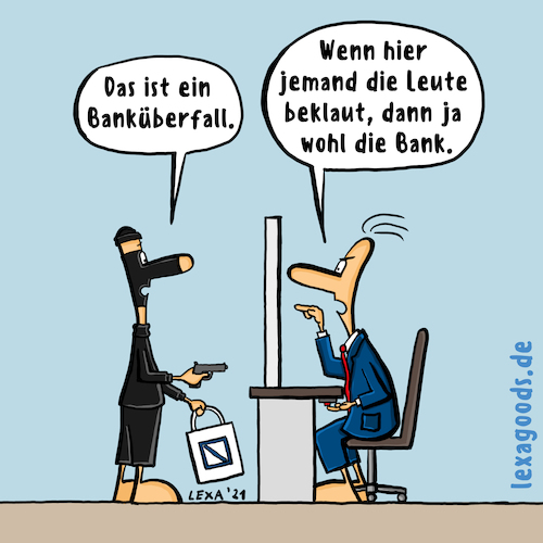 Cartoon: lexatoon Banküberfall (medium) by lexatoons tagged lexatoon,banküberfall,bankraub,räuber,deutsch,bank,commerzbank,volksbank,sparkasse,lexatoon,banküberfall,bankraub,räuber,deutsch,bank,commerzbank,volksbank,sparkasse