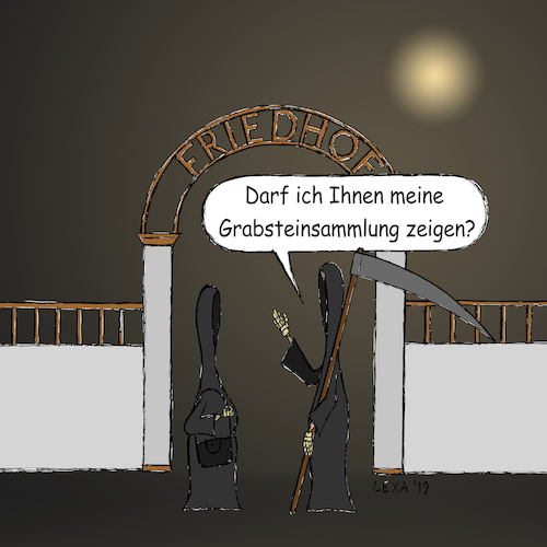 Cartoon: lexatoon Grabsteinsammlung (medium) by lexatoons tagged lexatoon,grabsteinsammlung,friedhof,geister,gespenster,gräber,grab,lexatoon,grabsteinsammlung,friedhof,geister,gespenster,gräber,grab